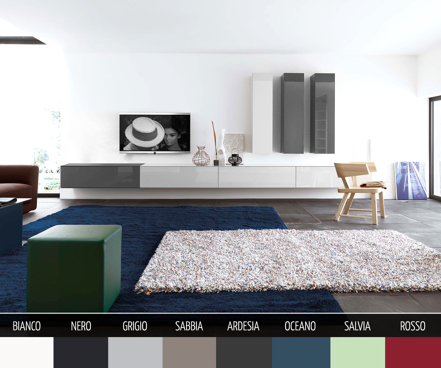Box Designer Design Lowboard Hochglanz Wandmontage in 8 Farben