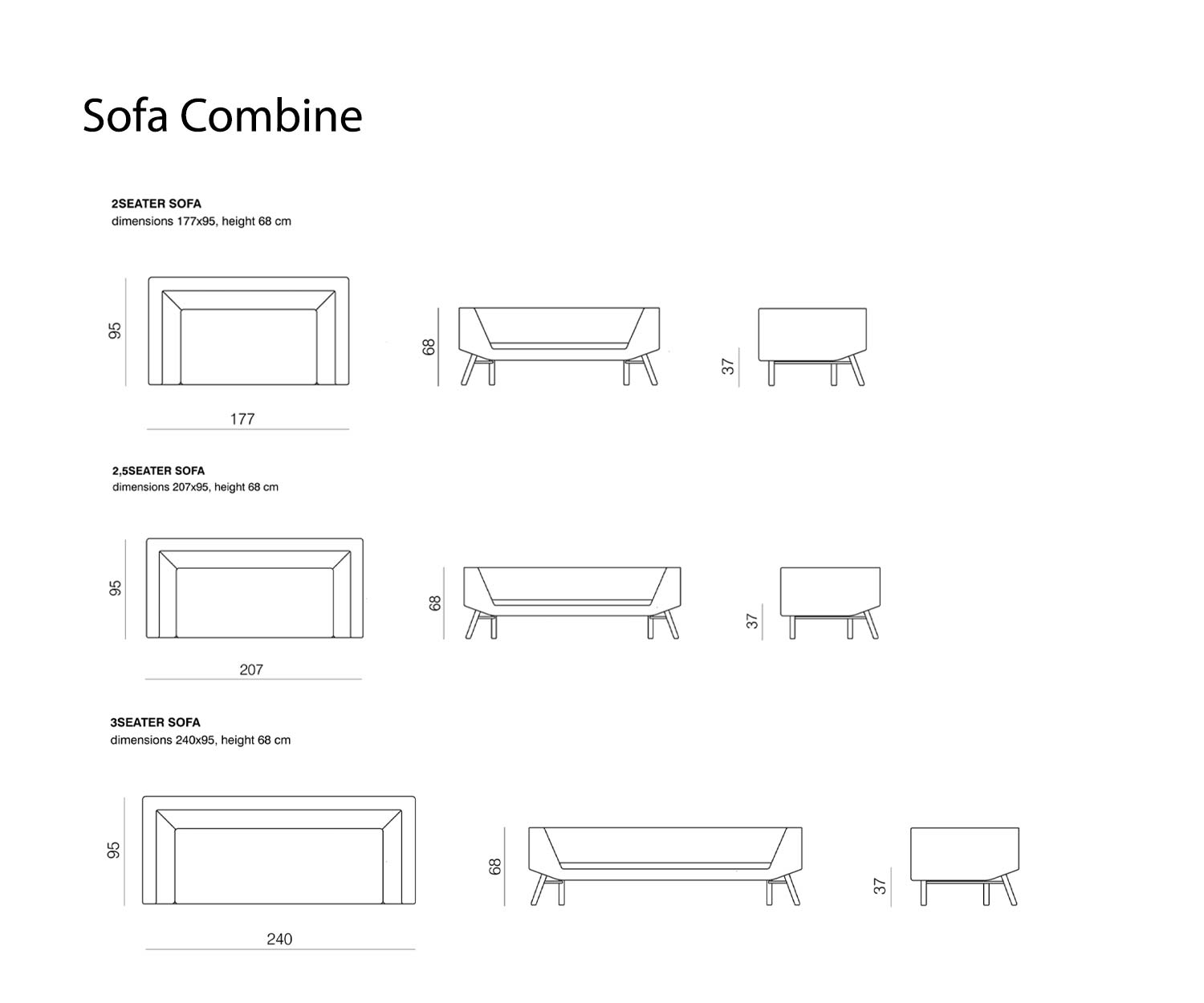 Skizze Maße Größen Größenangaben Prostoria Sofa Combine