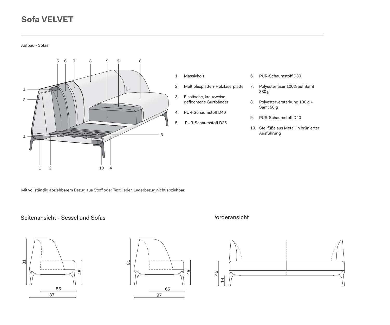 Novamobili Design Sofa Velvet Maße