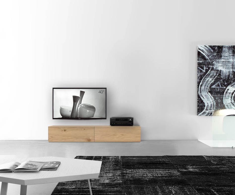 Livitalia Holz Design Lowboard Konfigurator Boden 180 cm 32 cm 56 cm Eiche hell