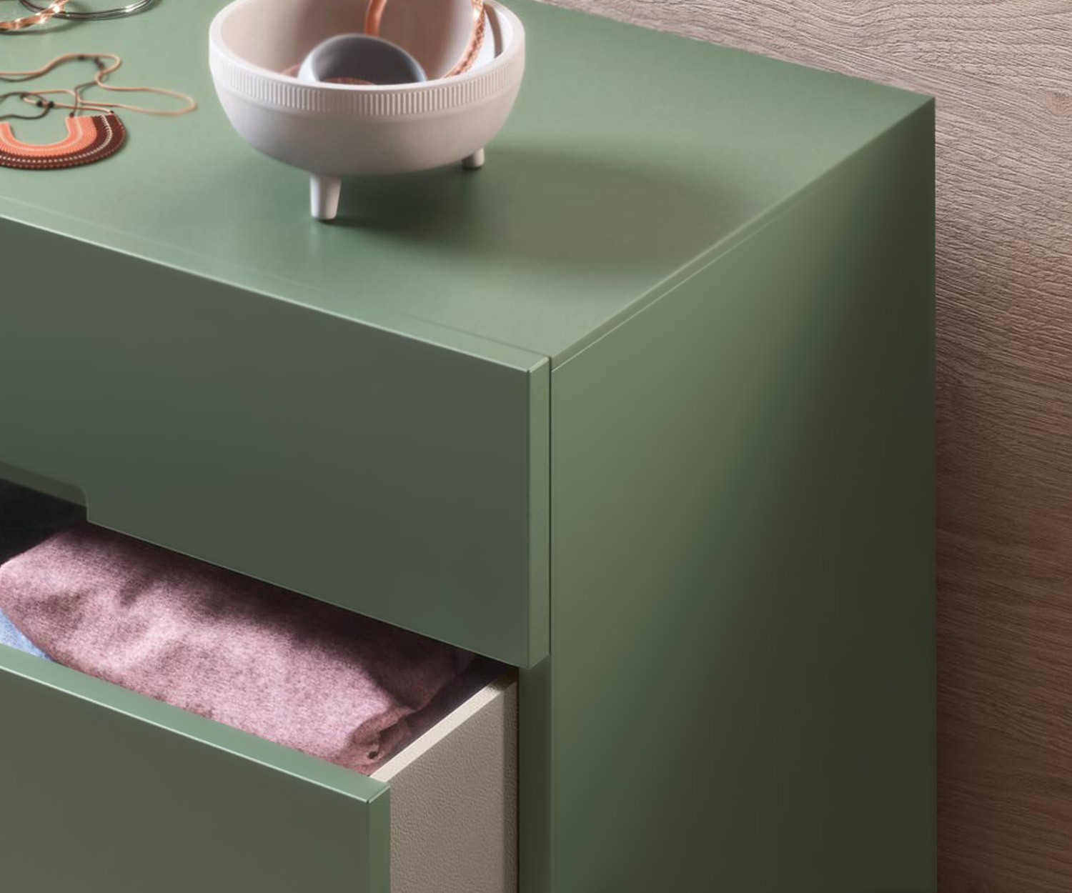 High-quality Novamobili Designer tall chest of drawers in detail opened drawer