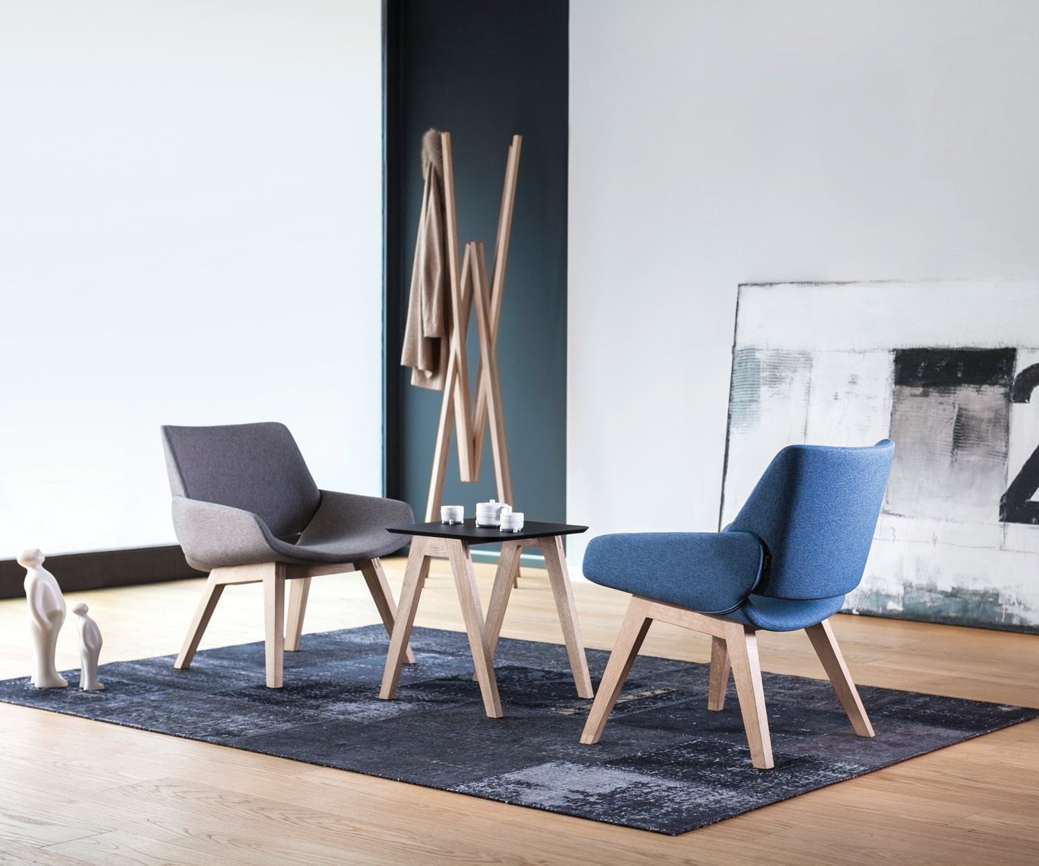 Moderner Prostoria Design Sessel Monk in Grau und Blau