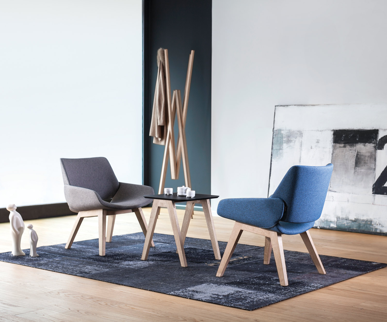 Modern Prostoria Design armchair Monk in grey and blue