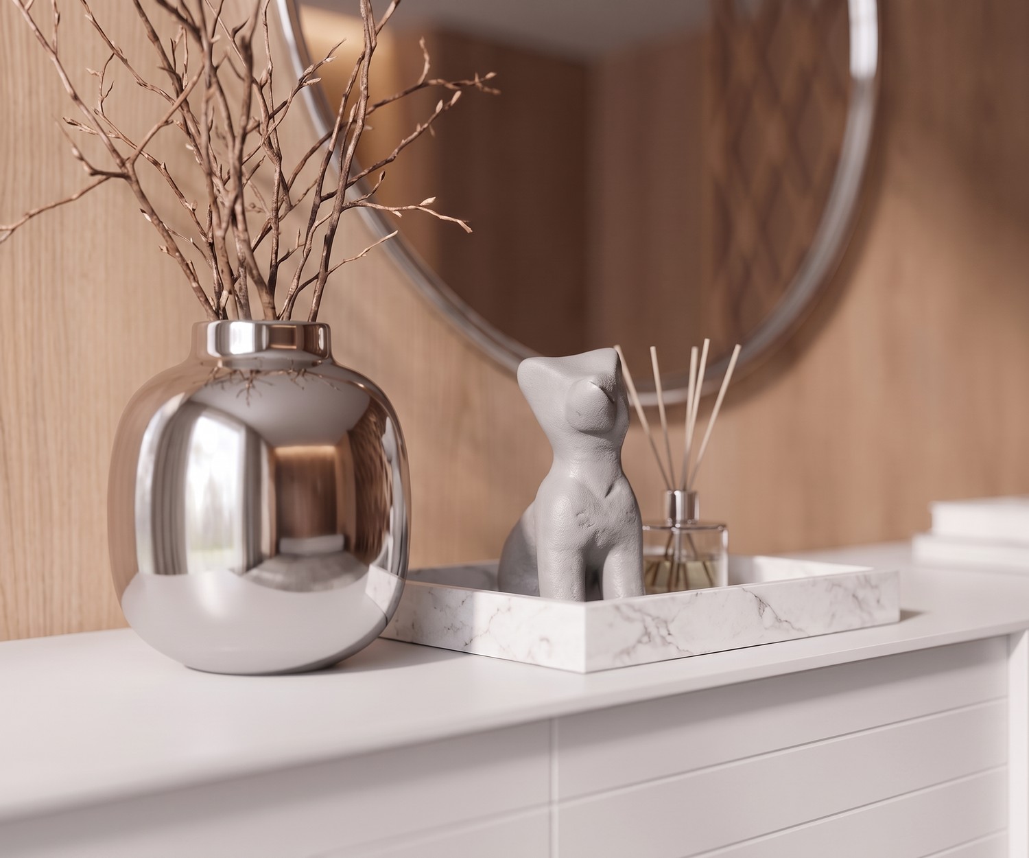 al2 Mobius 002 design sideboard in matte white Design sideboard Mobius 002 by al2 for living room storage, matte white minimalist furniture piece with elegant decor.