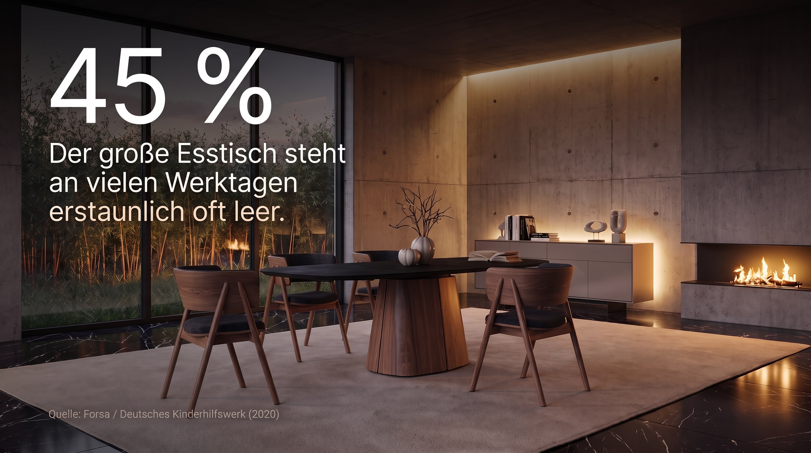 45 % – De grote eettafel staat op veel werkdagen verrassend vaak leeg.
