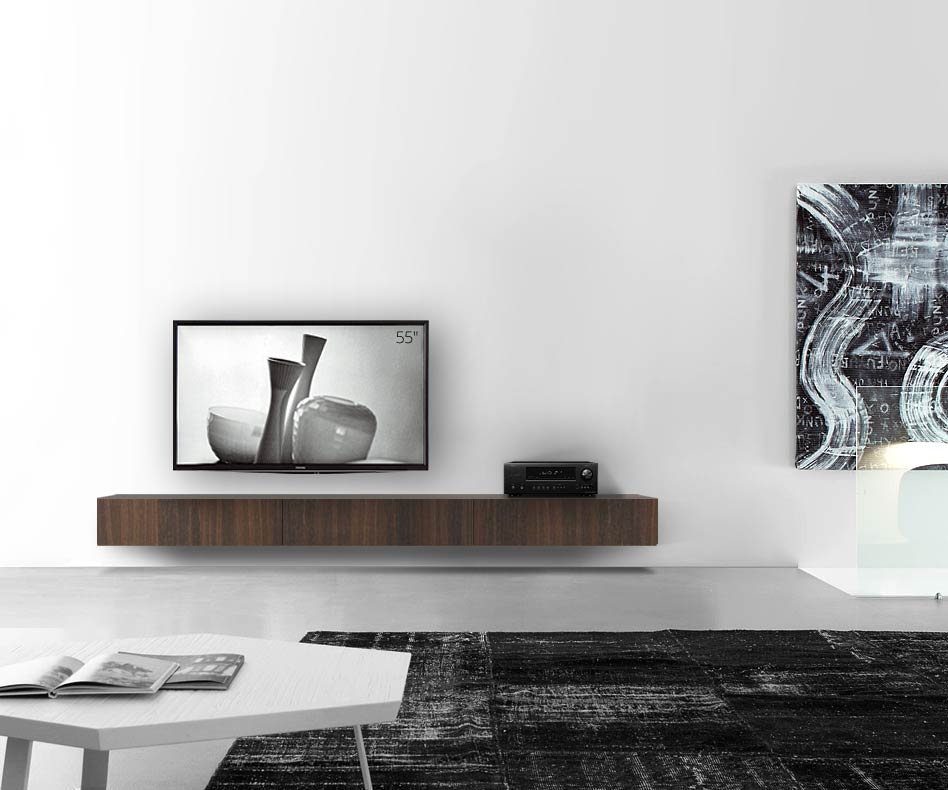 Livitalia Holz Design Lowboard Konfigurator Wand 270 cm 24 cm 46 cm Eiche braun