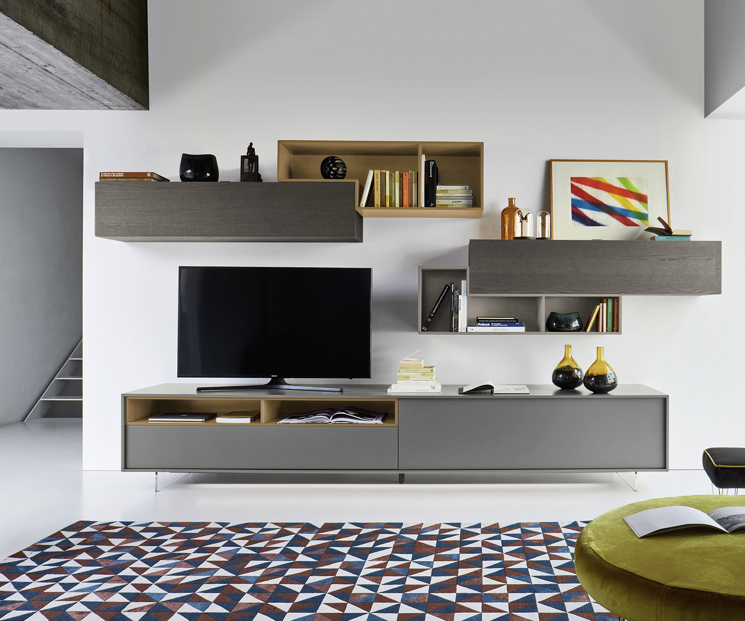 Exklusives offenes Livitalia Design Wandregal Tetris im Wohnzimmer Exklusives offenes Livitalia Design Wandregal Tetris im Wohnzimmer