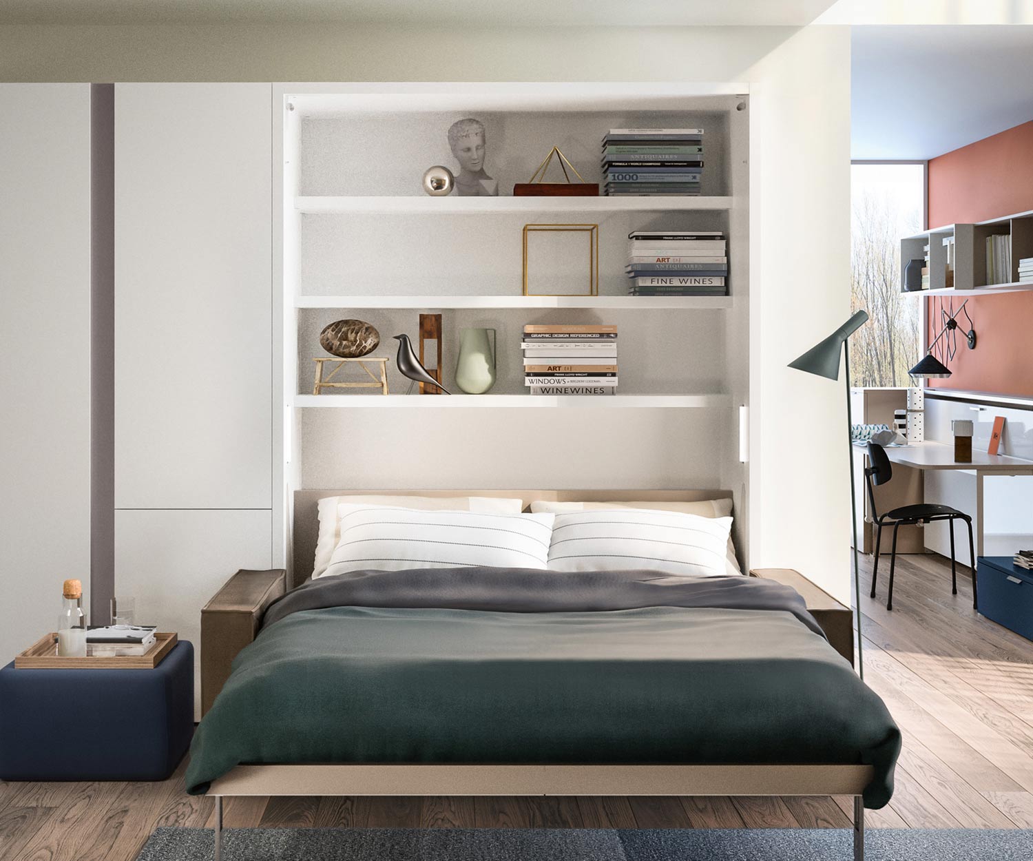 Hochwertiges Clei Penelope 2 Schrankbett mit Regal und Staufach Hochwertiges Clei Penelope 2 Schrankbett mit Regal und Staufach