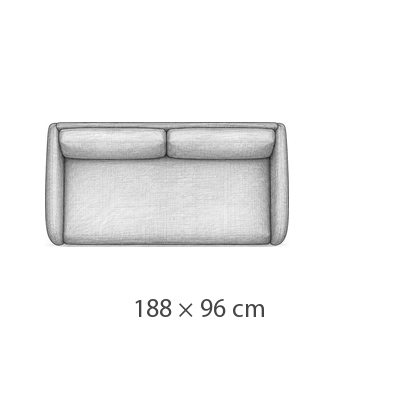 188 × 96 cm · Sleeping width 165 cm