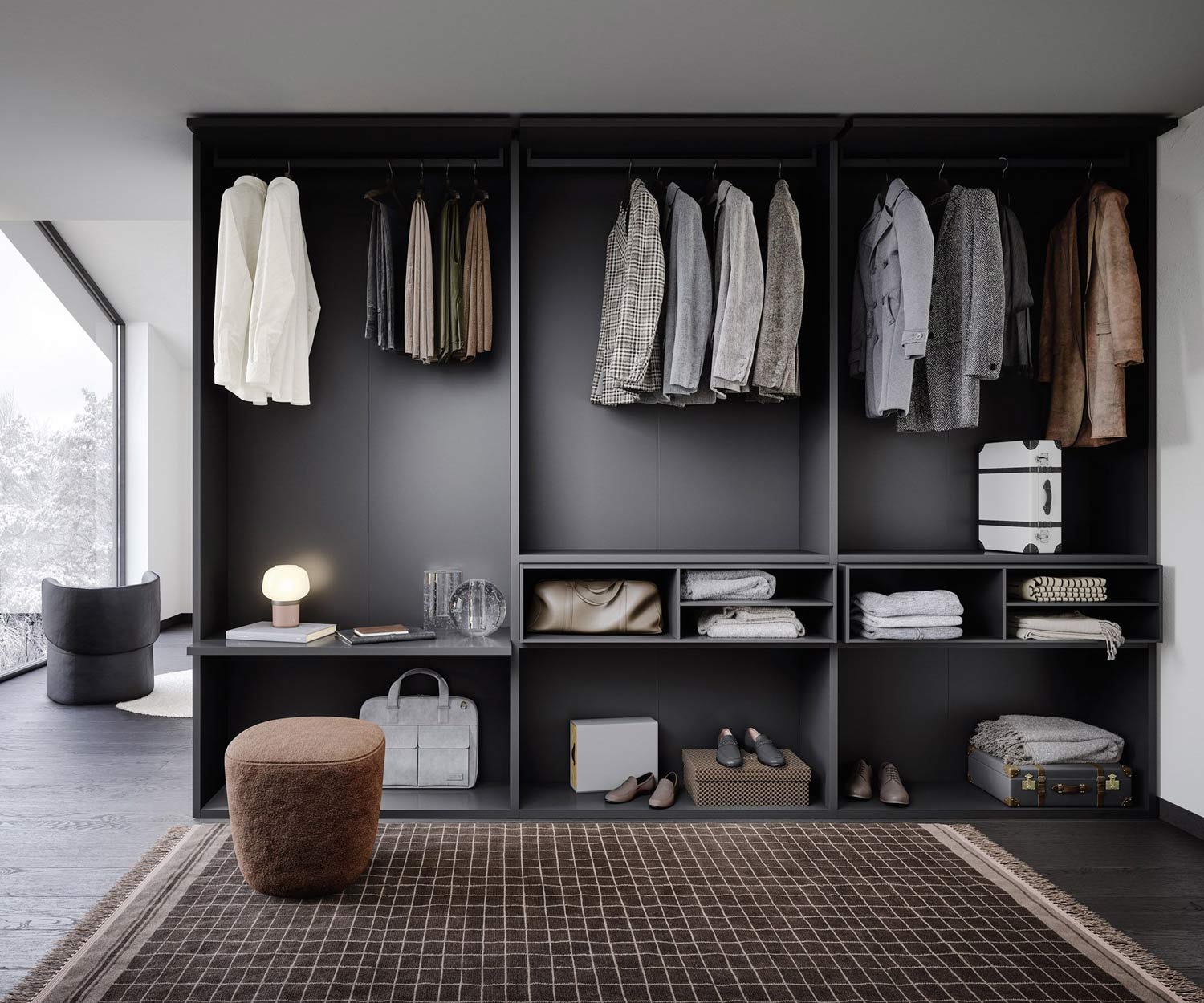 Design dressing room wardrobe dark grey matt Novamobili Benn Design dressing room wardrobe dark grey matt Novamobili Benn
