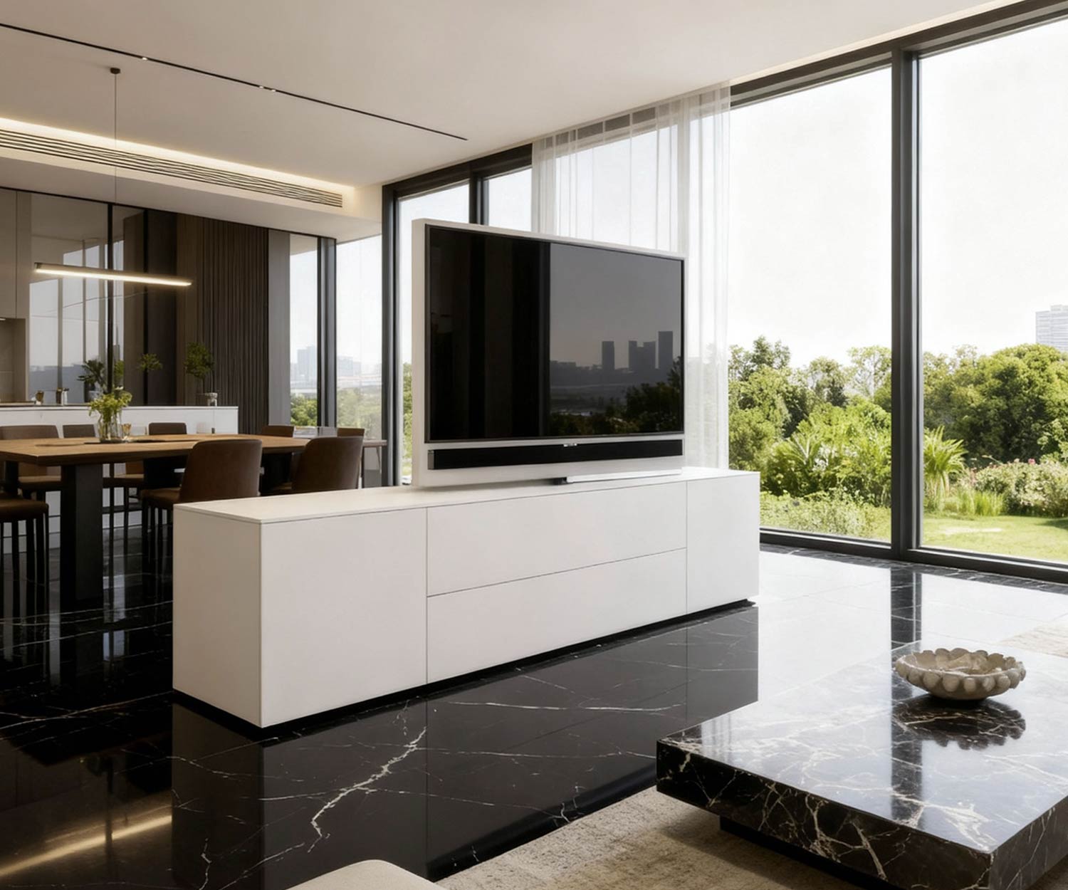 Livitalia Roto Sideboard Raumteiler mit drehbarem TV Paneel