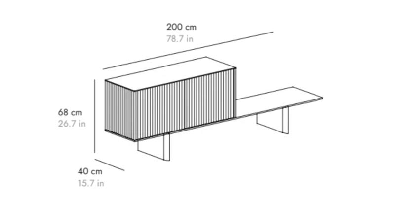 W 200 cm 2 doors on bench