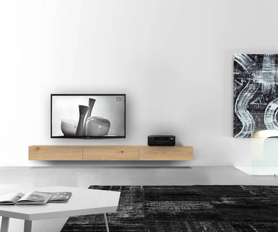 Livitalia Wooden design lowboard configurator wall 270 cm 24 cm 46 cm light oak Livitalia Wooden design lowboard configurator wall 270 cm 24 cm 46 cm light oak