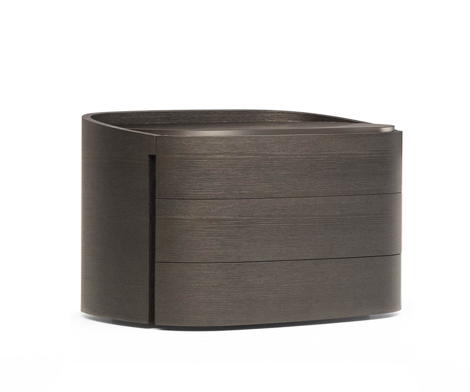 Round chest of drawers from Livitalia in grey oak veneer Round chest of drawers from Livitalia in grey oak veneer