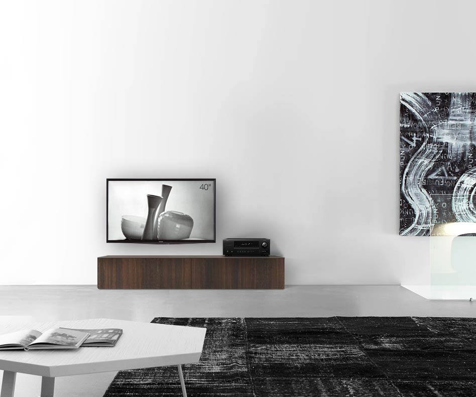 Livitalia Holz Design Lowboard Konfigurator Boden 180 cm 32 cm 56 cm Eiche braun