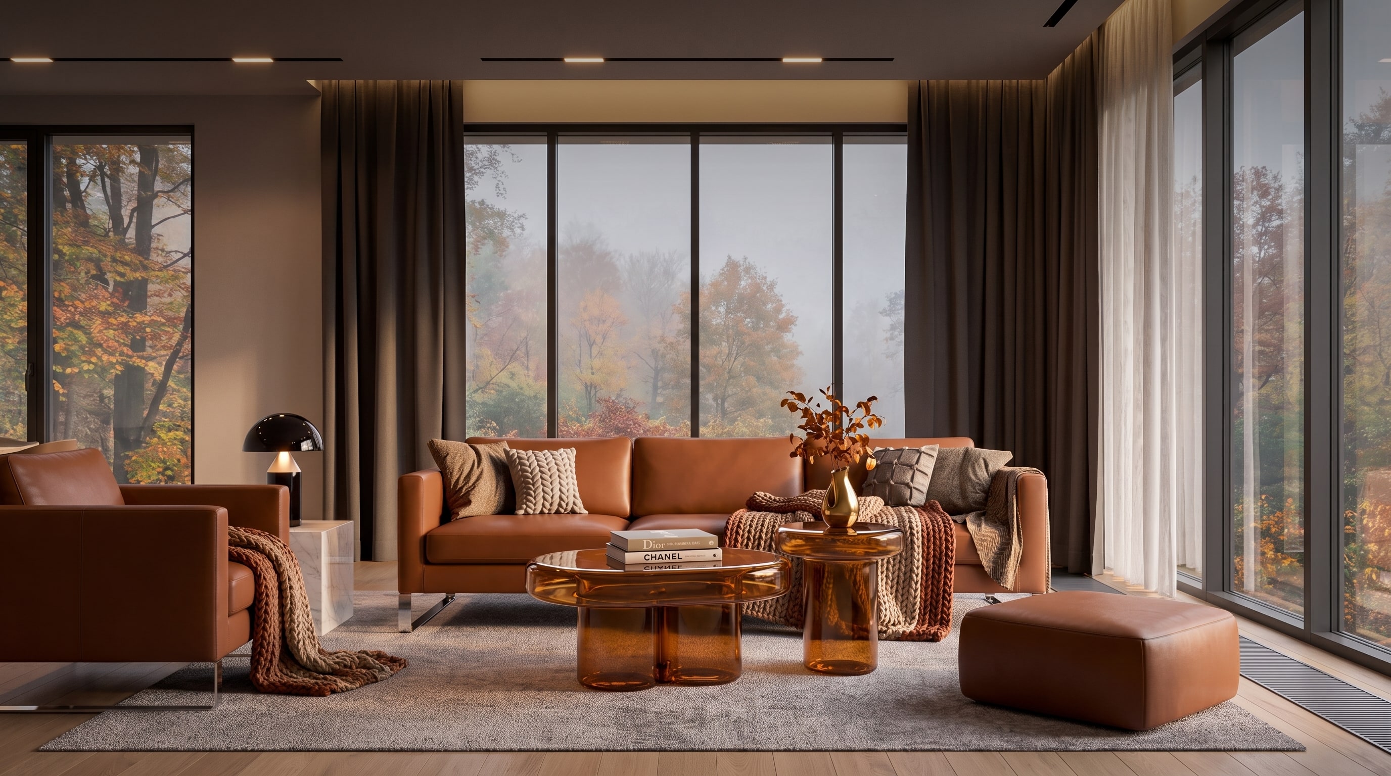 Wohnzimmer herbstlich gemütlich machen: Materialien und Farben