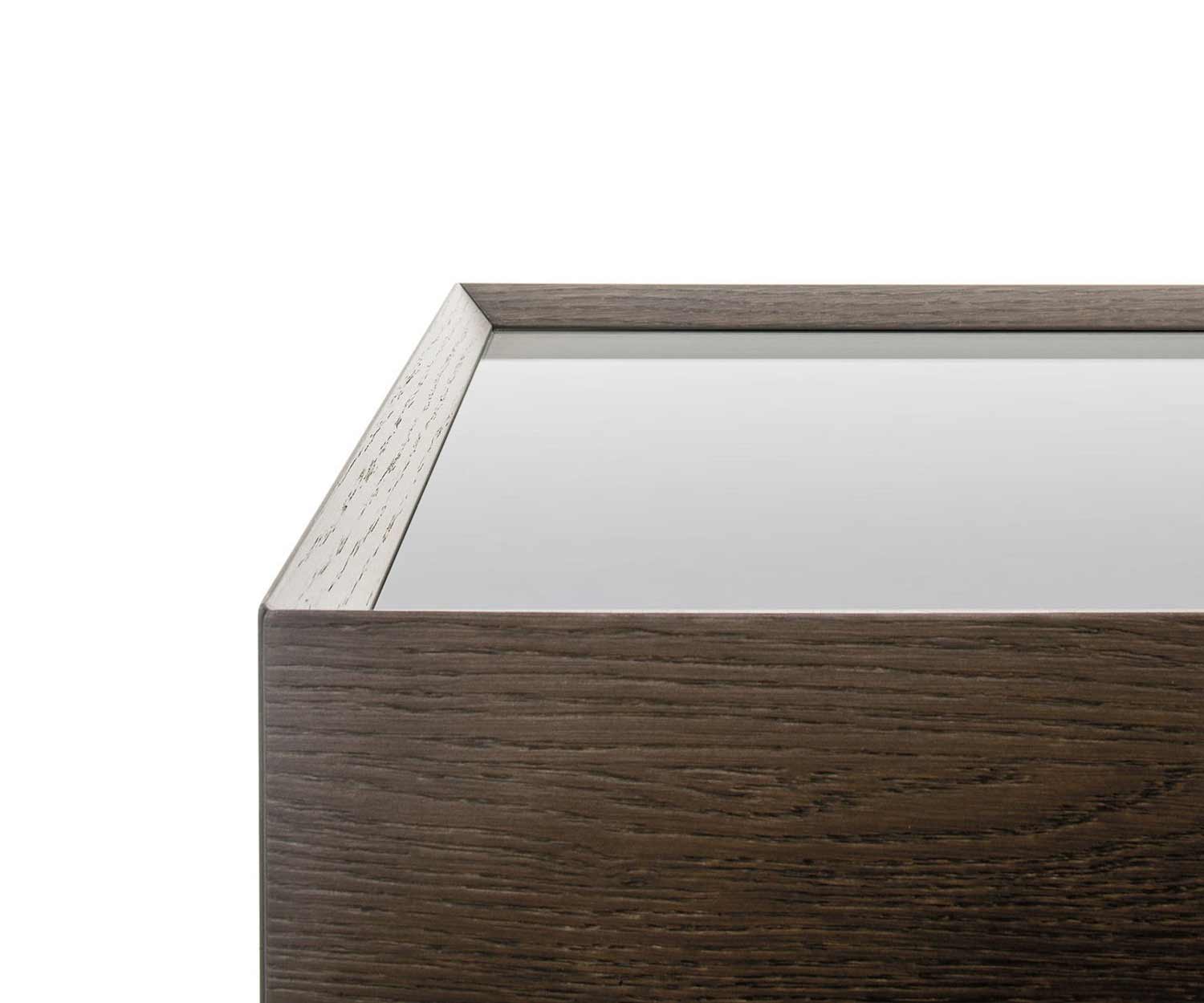 Novamobili Kommode Quarantacinque 4 Schubladen Eiche Terra N01 mit Glas Abdeckplatte