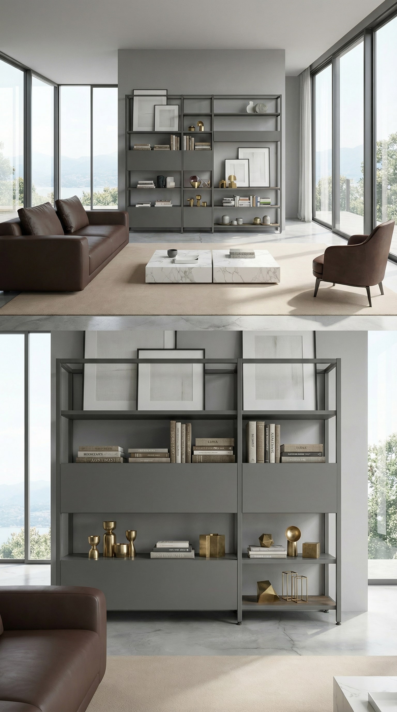 &Eacute;l&eacute;gante &eacute;tag&egrave;re m&eacute;tal-bois avec d&eacute;coration &eacute;tag&eacute;e en profondeur