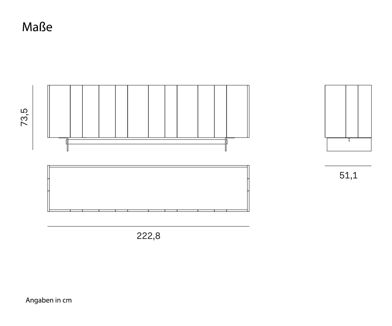 Novamobili Sideboard Stripe 4 Skizze Maße Größen