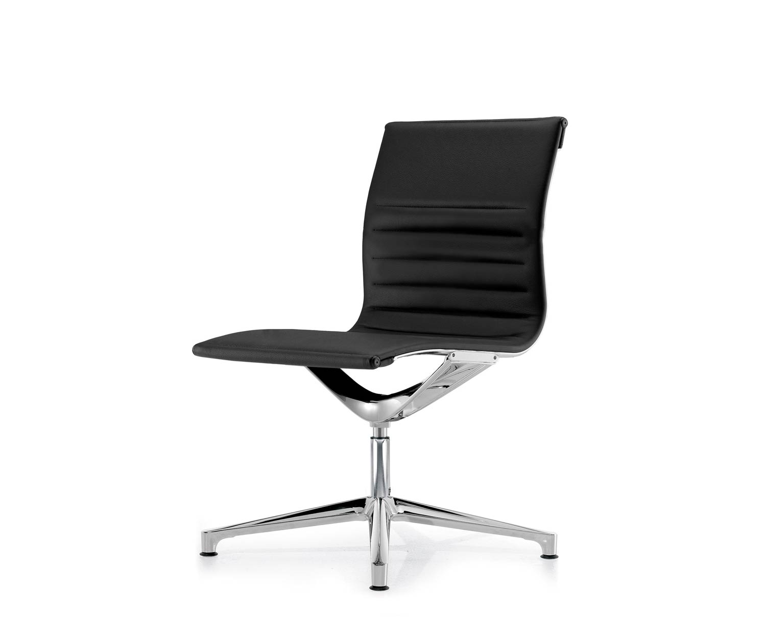 ICF Una Chair Managment Bürostuhl Design Drehstuhl 4 Arm ohne Rollen H42 cm ohne Leder Leder Schwarz 901