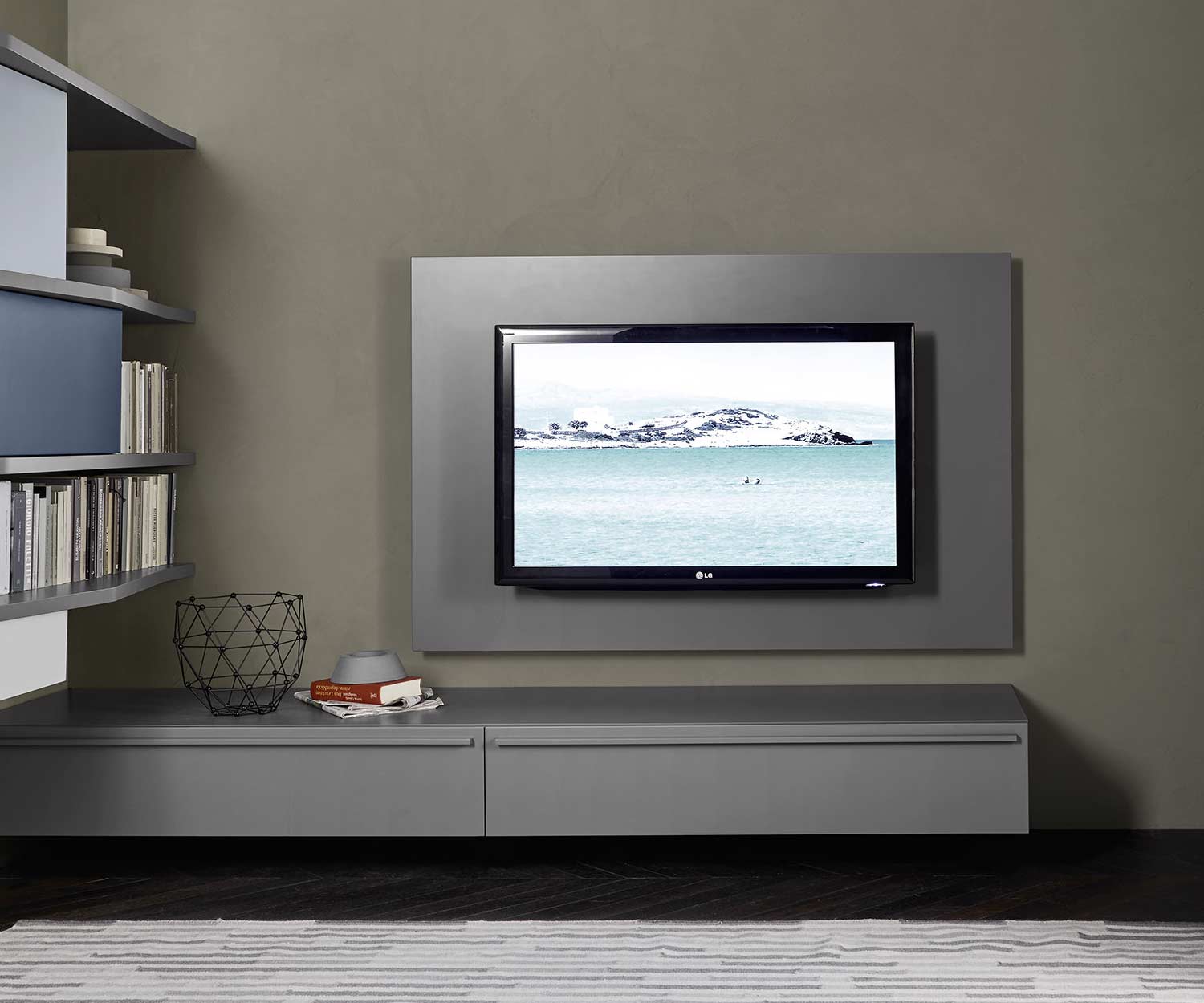 Exklusives Livitalia TV Design Wandpaneel in Dunkelgrau Matt Exklusives Livitalia TV Design Wandpaneel in Dunkelgrau Matt