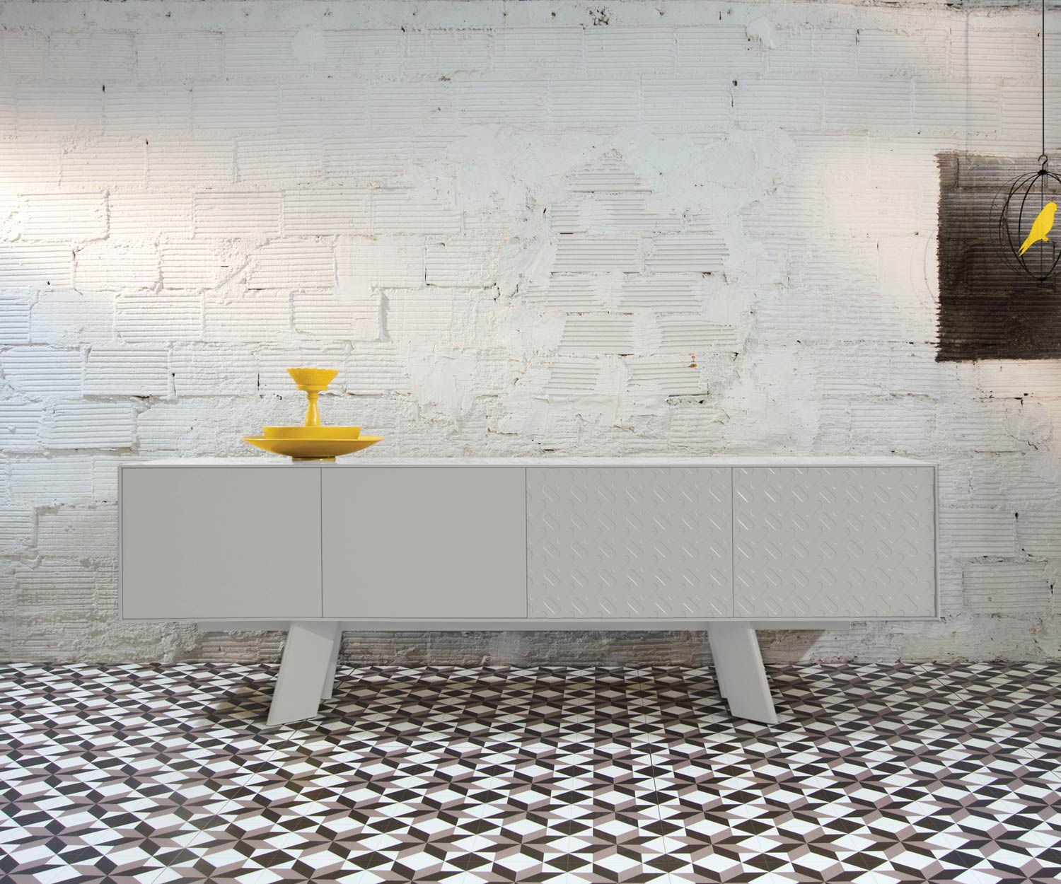 Exklusives al2 Design Sideboard Alhambra B 240 cm in weißem Korpus und weißem Gestell Exklusives al2 Design Sideboard Alhambra B 240 cm in weißem Korpus und weißem Gestell