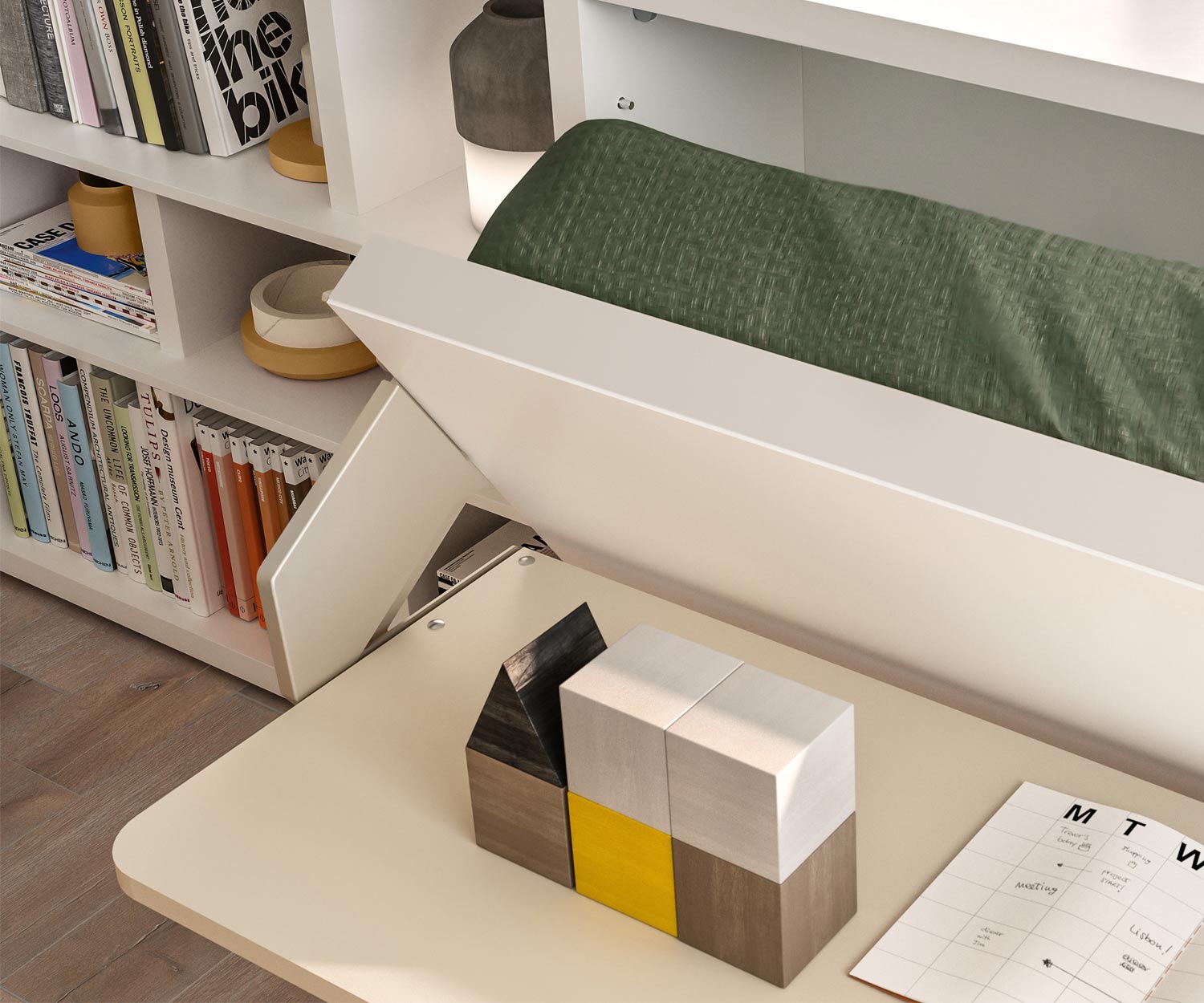 Exklusives Clei Kali 90/120 Board Design Schrankbett mit Schreibtisch
