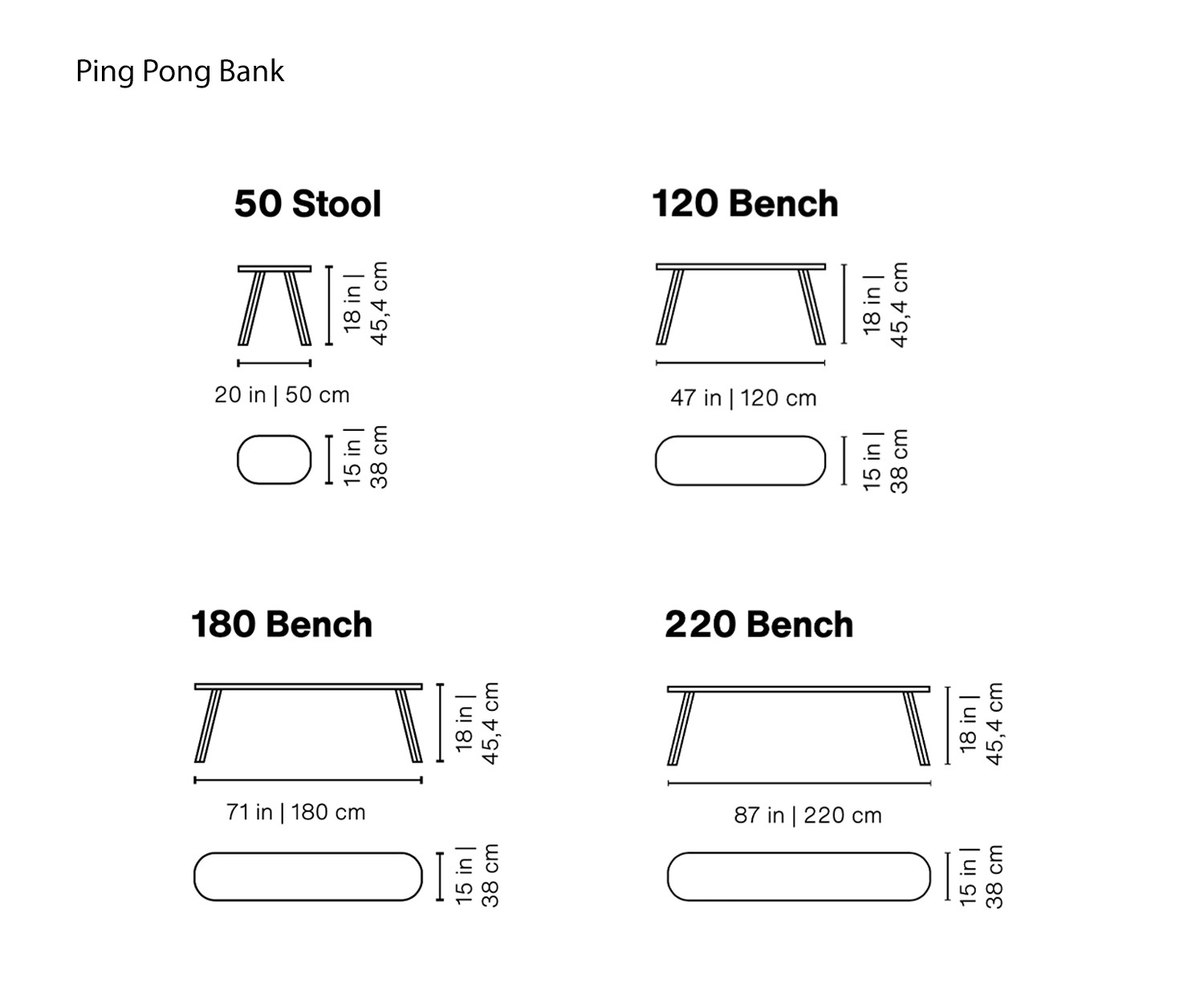 RS Barcelona Skizze Sitzbank Ping Pong Größen Größenangaben Maße