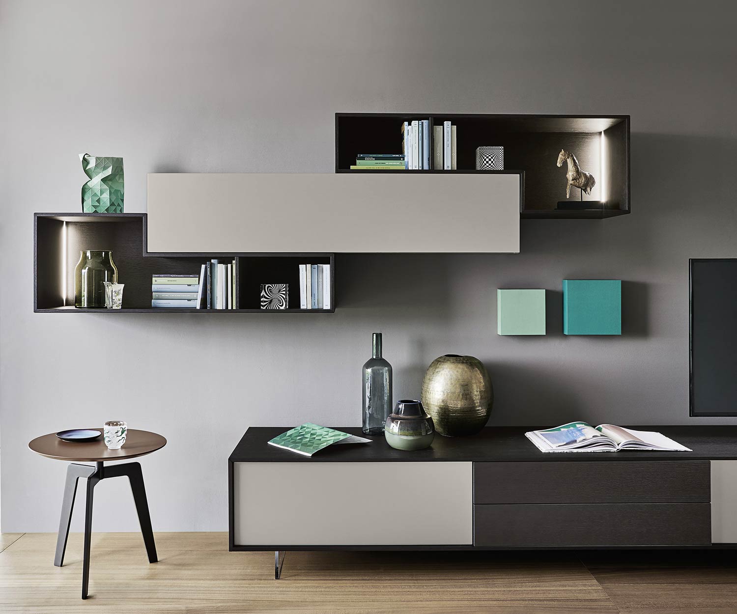 Modern Livitalia Design wall unit C18 with open and closed wall units Modern Livitalia Design wall unit C18 with open and closed wall units