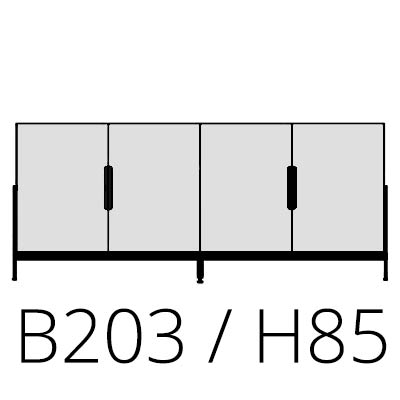 B 203 cm H 85 cm 4 Türen 