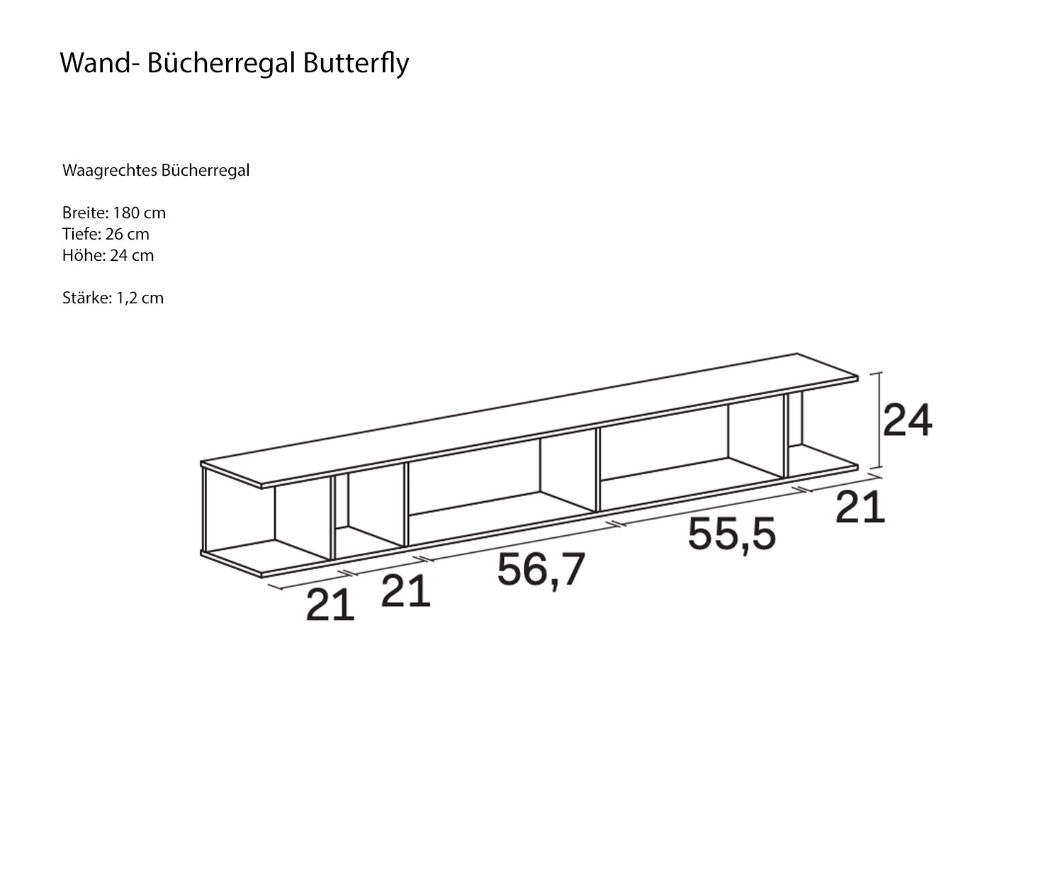 Novamobili Butterfly shelf sketch horizontal dimensions Novamobili Butterfly shelf sketch horizontal dimensions