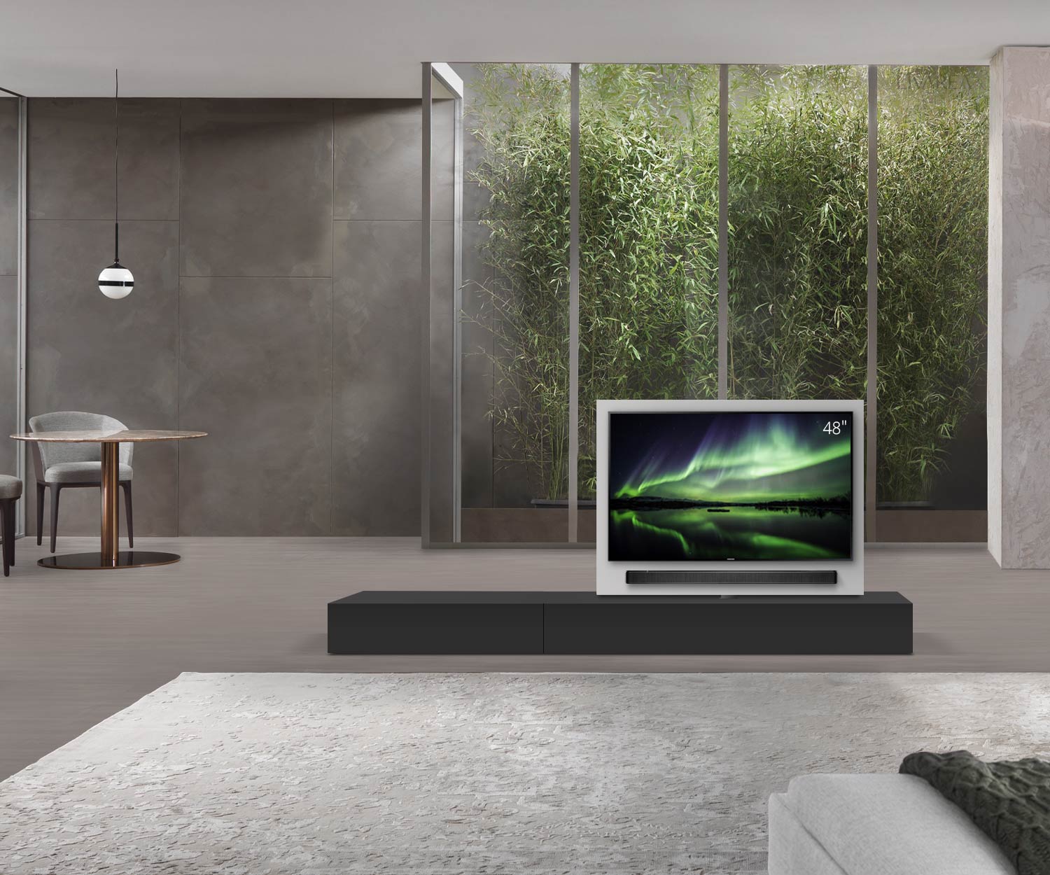 Livitalia Roto Design Lowboard Raumteiler mit drehbarem TV Paneel B150 50 H25 T56 NeroM B90li oBox Livitalia Roto Design Lowboard Raumteiler mit drehbarem TV Paneel B150 50 H25 T56 NeroM B90li oBox