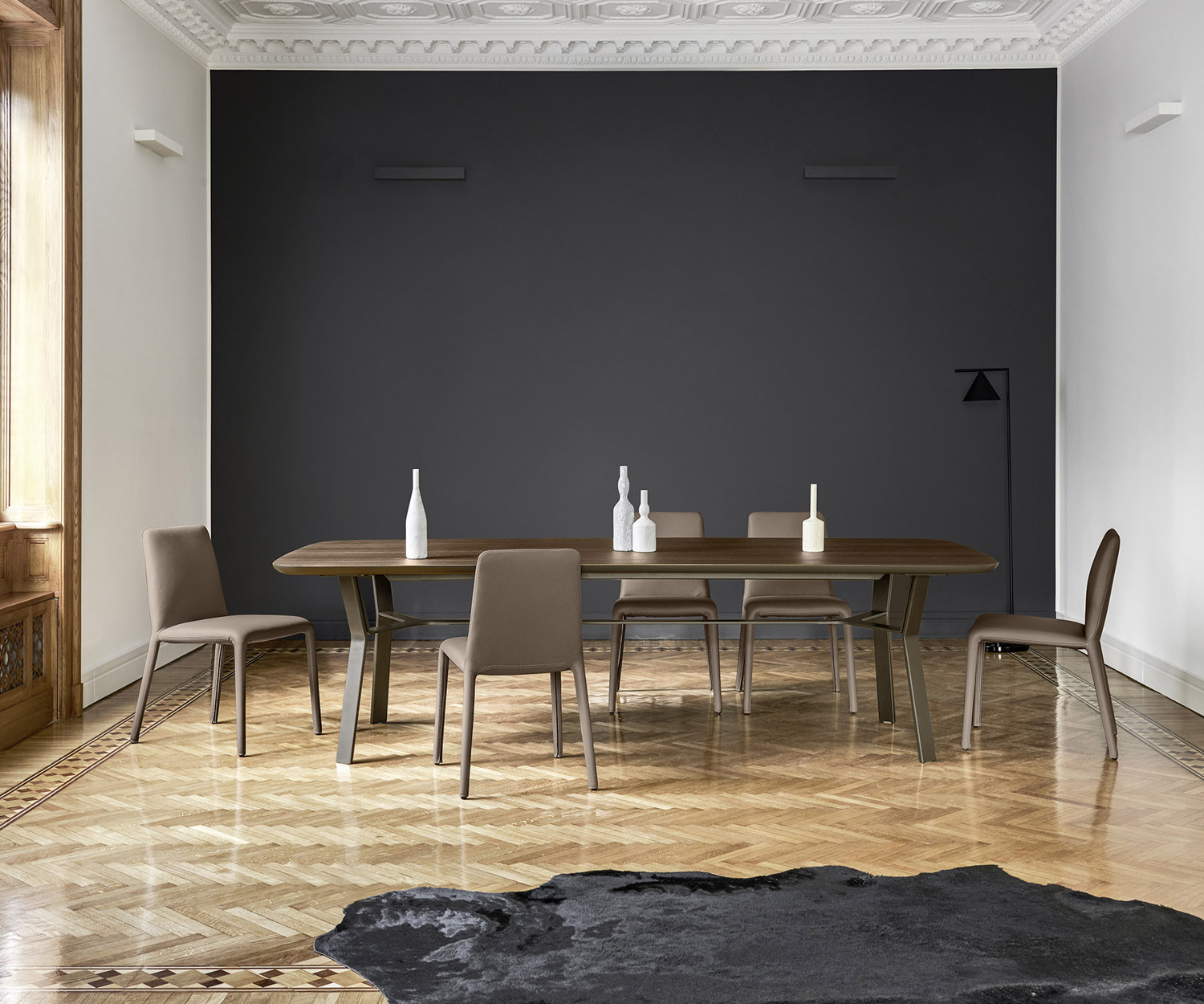 Exclusive Livitalia Iron dining table rectangular table top metal frame with dining chairs Exclusive Livitalia Iron dining table rectangular table top metal frame with dining chairs