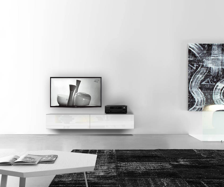 /Design Lowboard Wand B180 H33 5 glanz weiss /Design Lowboard Wand B180 H33 5 glanz weiss