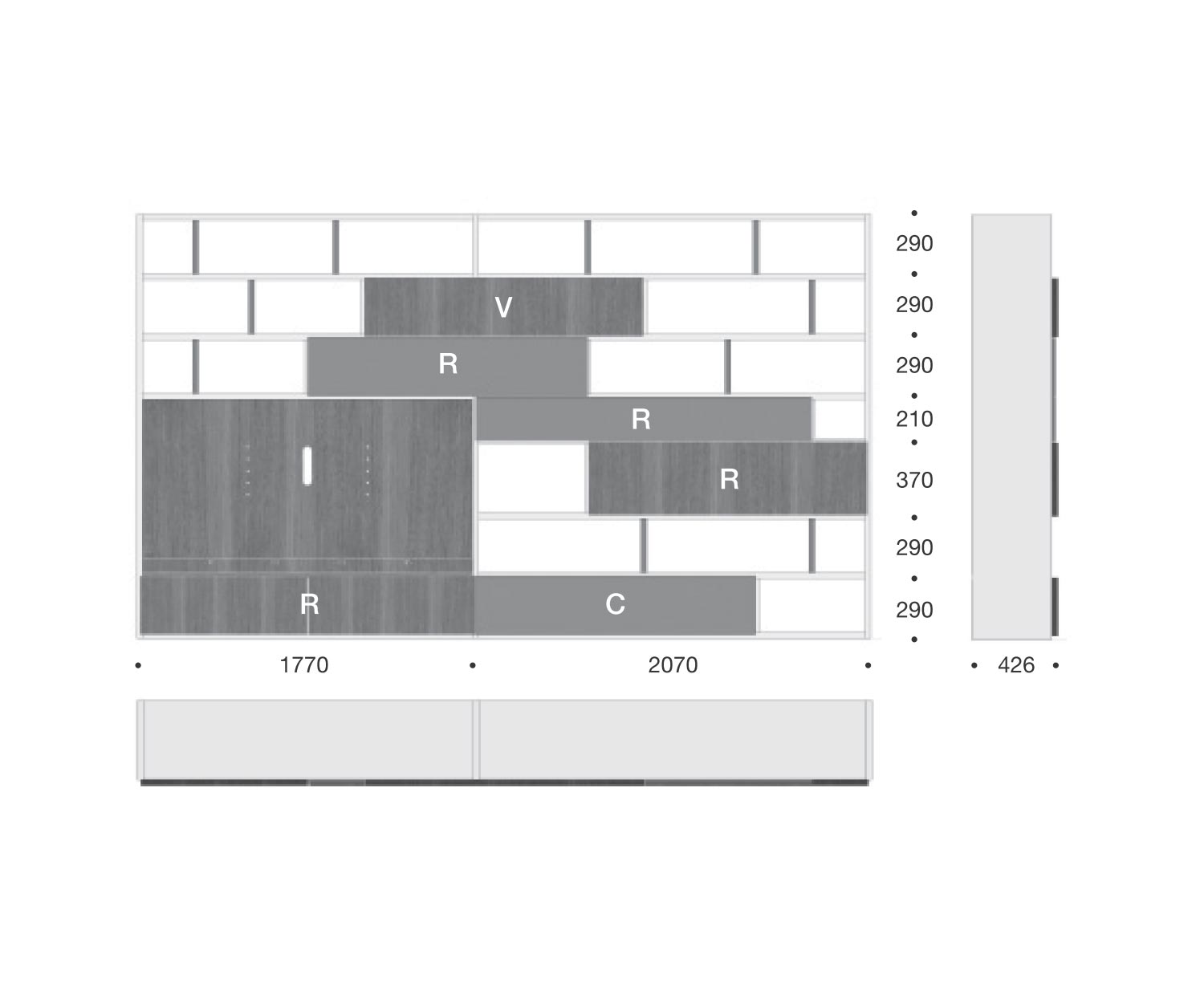 Livitalia Design Bücherregal C52 Maße Größen Größenangaben Skizze Livitalia Design Bücherregal C52 Maße Größen Größenangaben Skizze