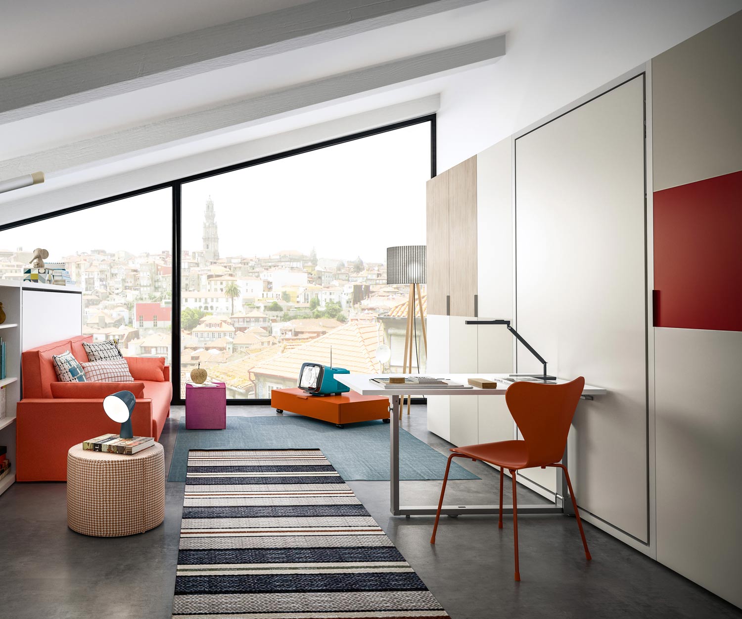 Children's foldaway wardrobe bed with dining table Children's foldaway wardrobe bed with dining table