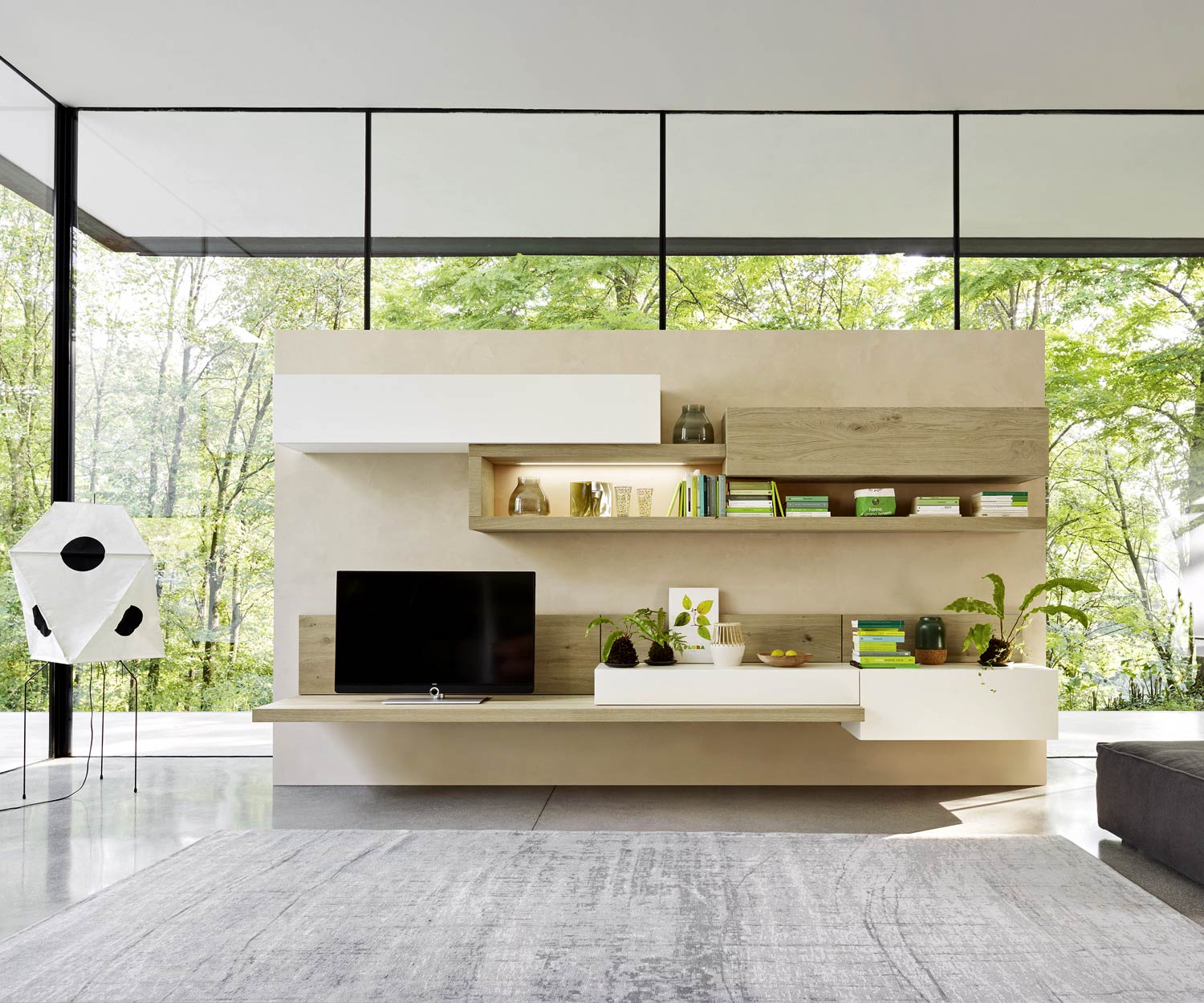 Exklusive Livitalia Design Wohnwand C26 in Eiche Natur furniert Exklusive Livitalia Design Wohnwand C26 in Eiche Natur furniert