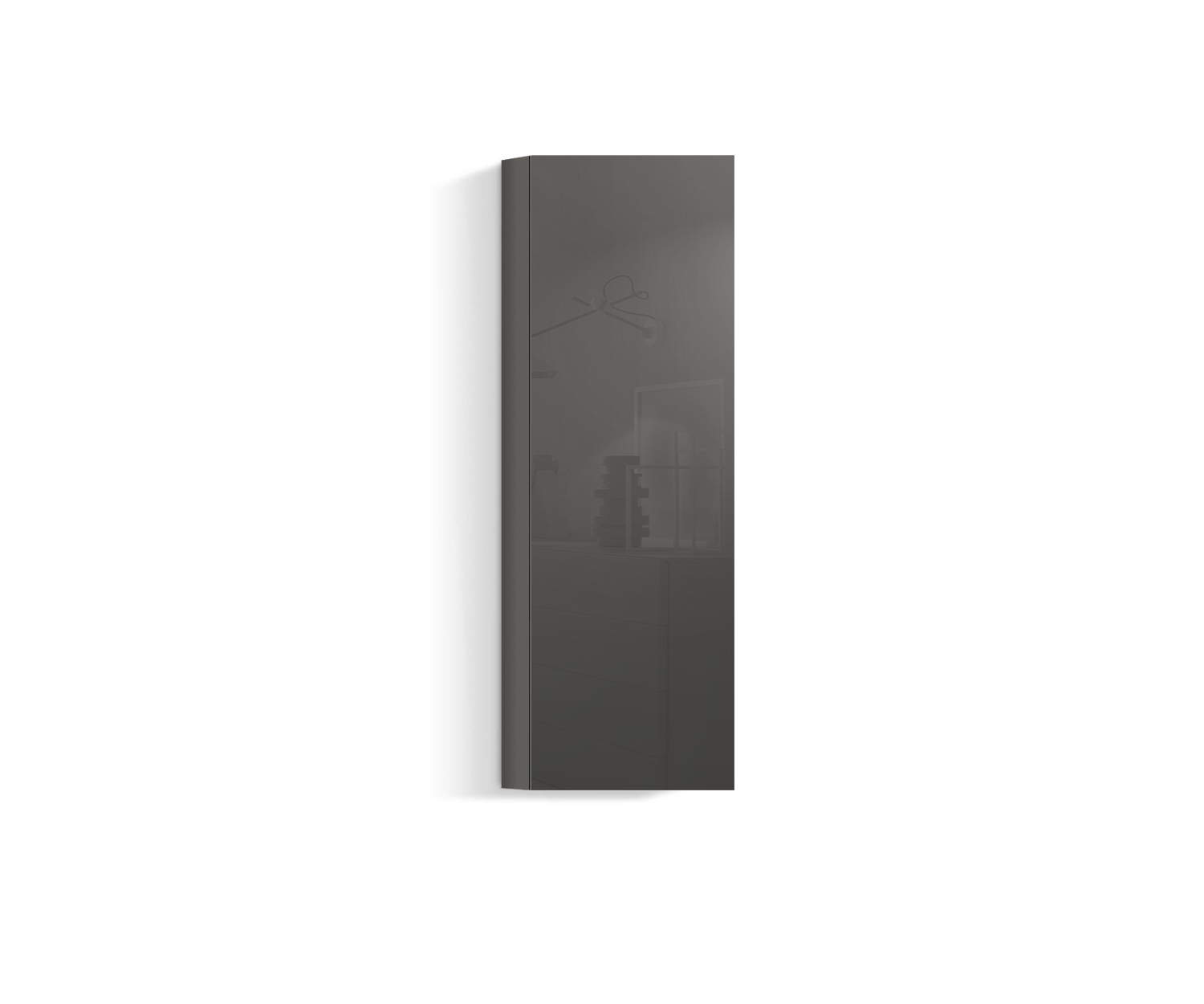 Design Wohnzimmer Hängeschrank Vertikal H128 B45 quarz410