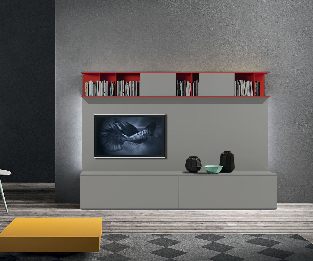 Novamobili TV Wohnwand About 25 Dunkelgrau Fango Rosso