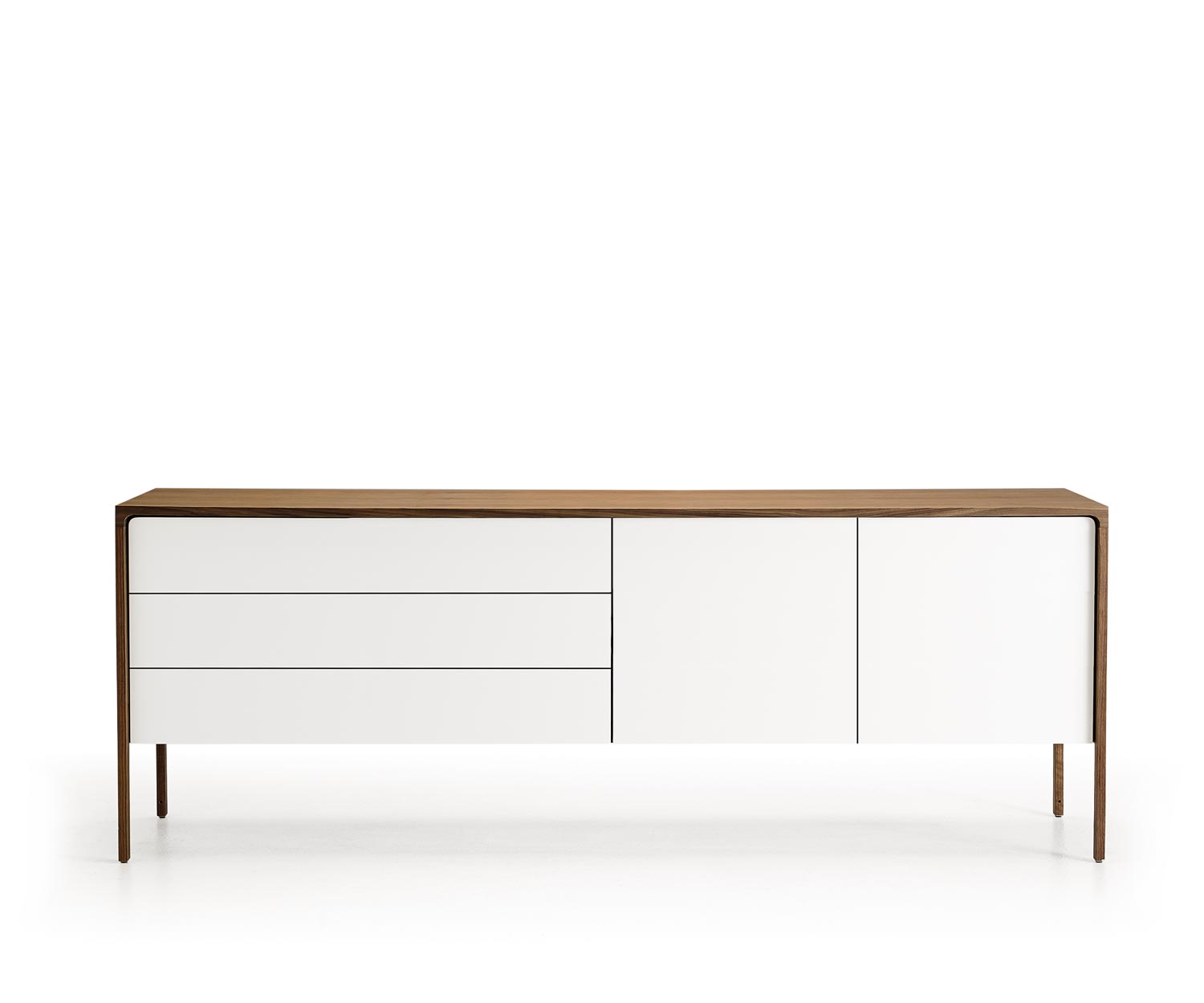 Punt Sideboard Tactile Tactile Walnuss Weiß Tactile B 205 3 Schubladen + 2 Türen