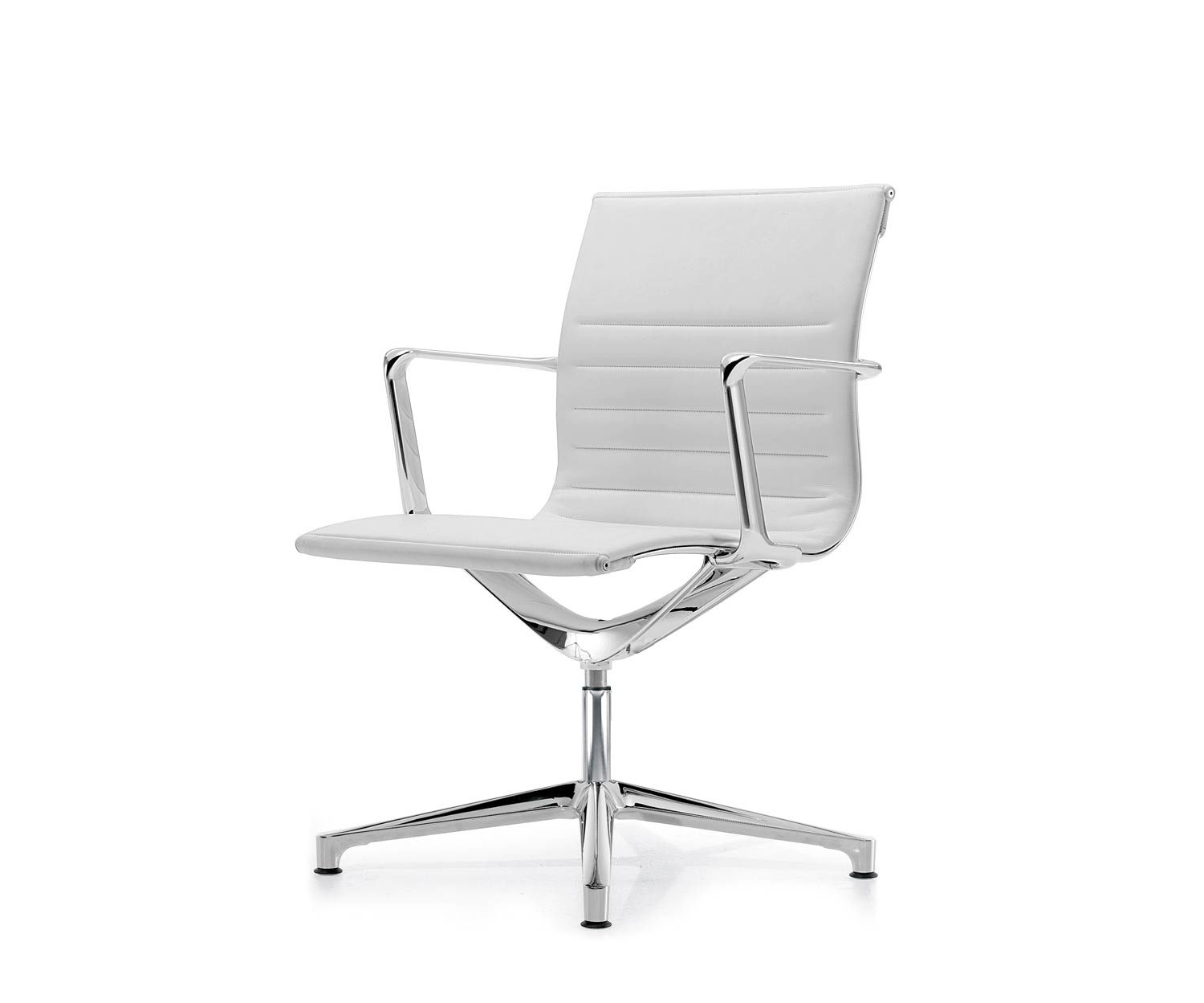 ICF Una Chair Managment Bürostuhl Design Drehstuhl 4 Arm ohne Rollen H42 cm mit Leder Leder Weiß 915