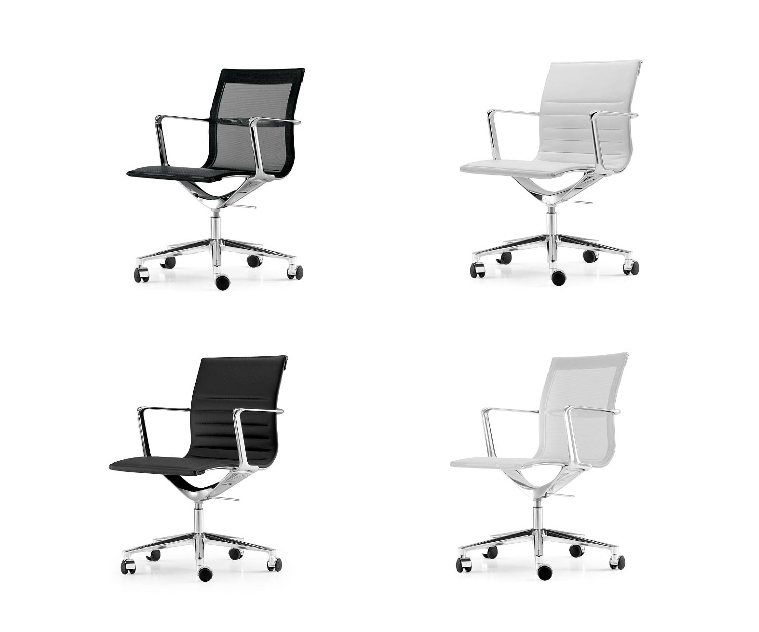 ICF Una Chair Management Bürostuhl Leder oder Mesh / Schwarz oder Weiß