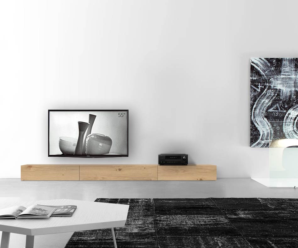 Livitalia Wood design lowboard configurator floor 300 cm 24 cm 46 cm light oak Livitalia Wood design lowboard configurator floor 300 cm 24 cm 46 cm light oak