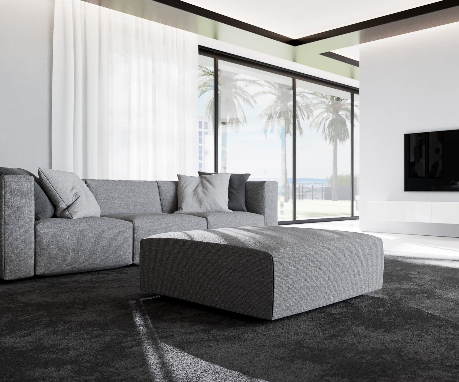 Prostoria Match Design Hocker Mittelgrau Bezug fuer couch sofa wohnzimmermoebel exklusiv modern hochwertig bequem seitlich
