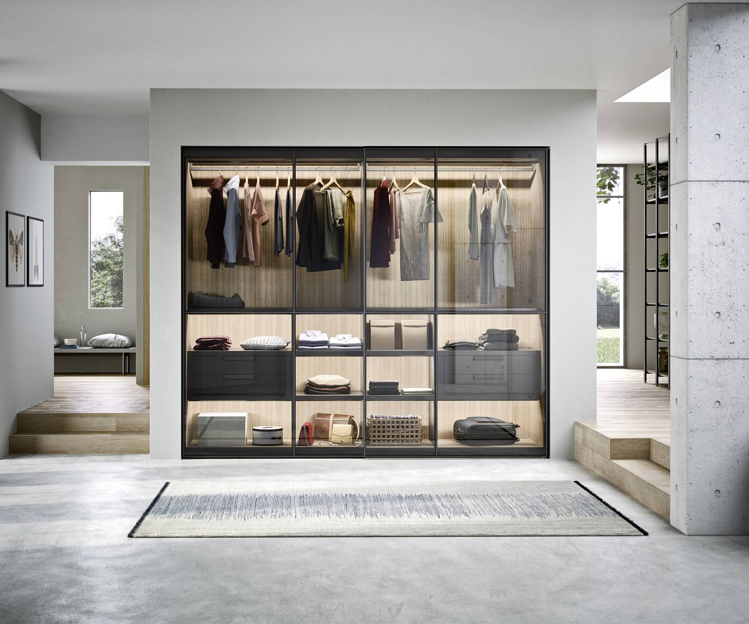 Exklusiver Glas Schiebetüren Design Kleiderschrank Novamobili Layer Exklusiver Glas Schiebetüren Design Kleiderschrank Novamobili Layer