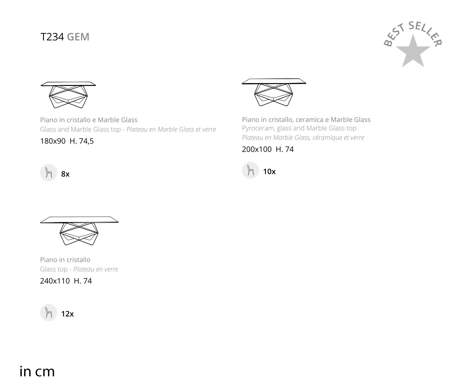 Ozzio Gem Moderner Glas Esstisch Eckig 240 cm Ozzio Gem Moderner Glas Esstisch Eckig 240 cm