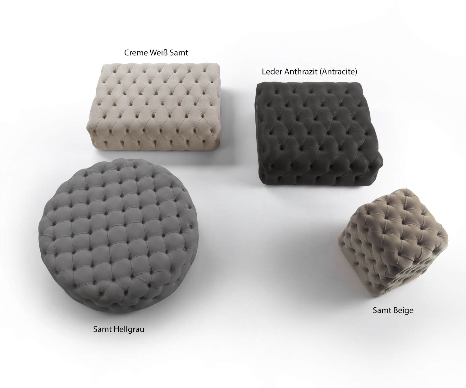 Varianten Marelli Hocker Matisse mit den Farbbezeichnungen Varianten Marelli Hocker Matisse mit den Farbbezeichnungen