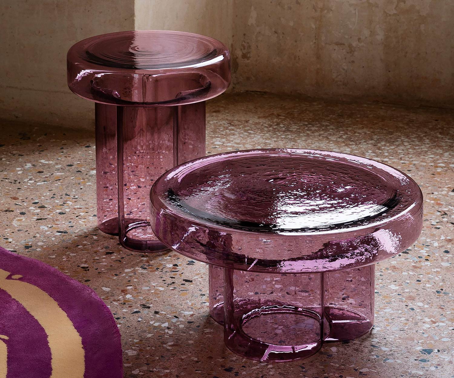 Miniforms Soda Design Couchtisch glas violette