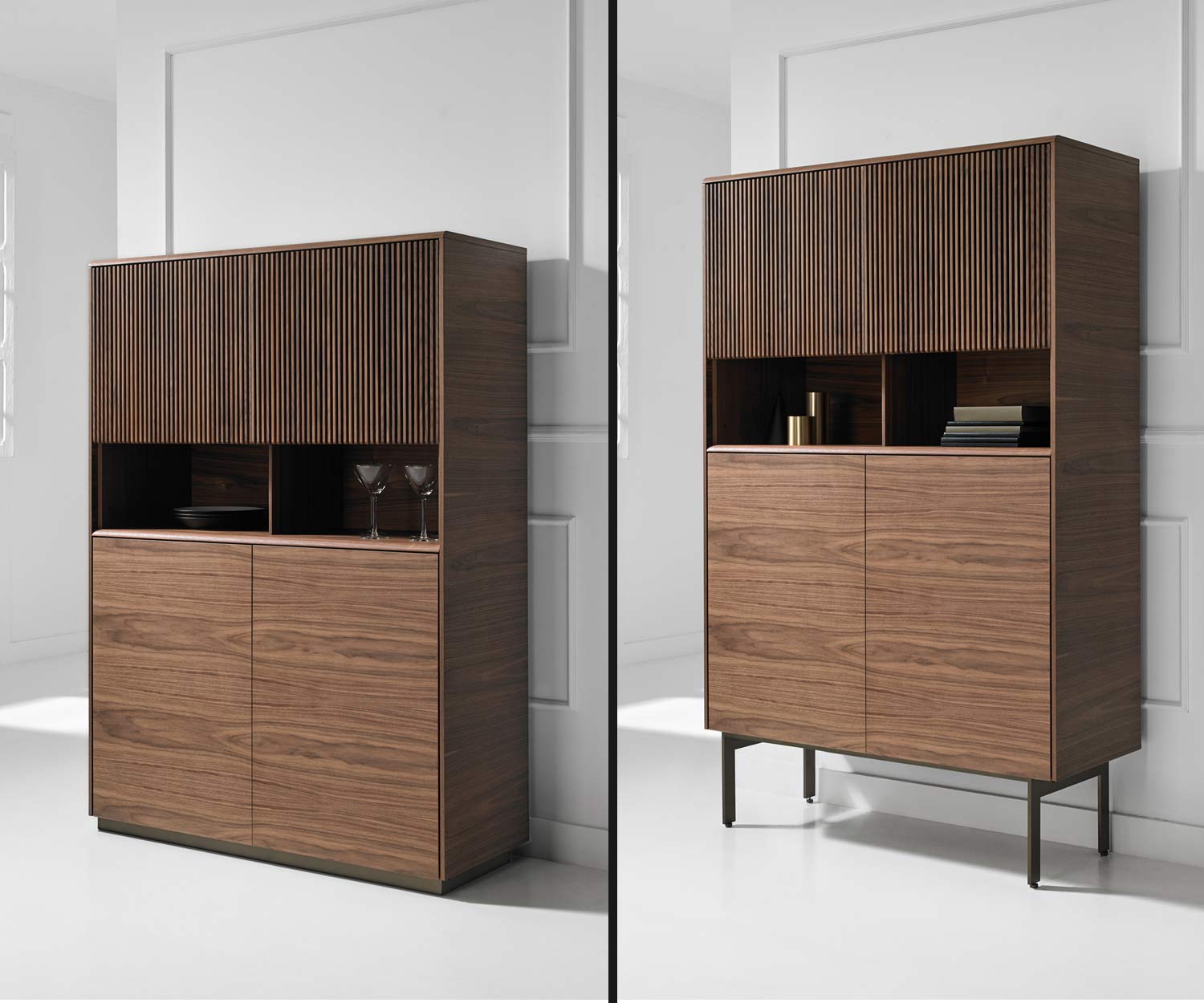 Modernes Design Highboard auf schmalen Füßen mit 6m Sockel, dann mit 29 cm 