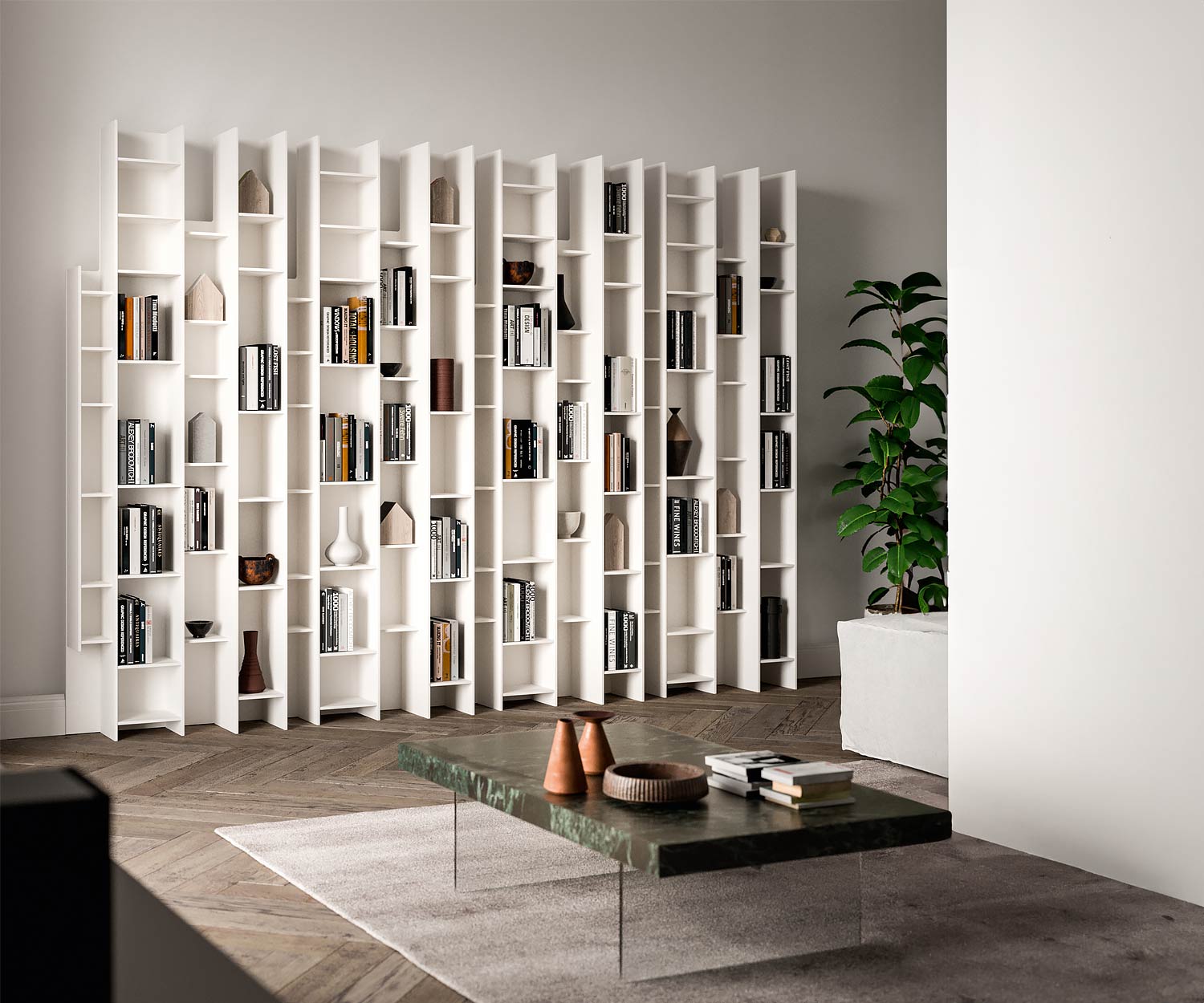 Ozzio Byblos X026 Design shelf nested white bookcase Ozzio Byblos X026 Design shelf nested white bookcase